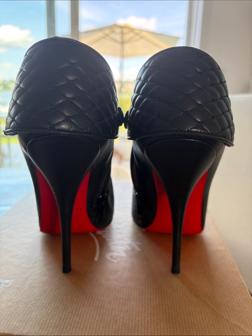 Christian Louboutin Black Leather Pointed Ankle Boots with Red Sole - Picture 4 of 5